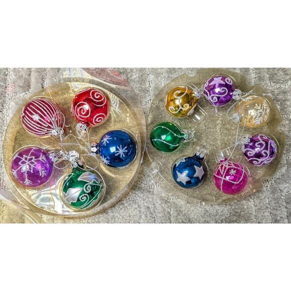 JC Penney Silver Ornament Tree Set 12 HANGING GLASS ORNAMENTS ONLY replacement - Picture 10 of 10